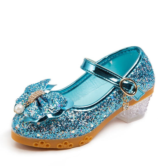 Children Shoes Girls High Heel Princess Dance Sandals for Kids Glitter Soft Leather Party Dress Wedding Mart Lion   