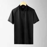 Newest Polo Shirt Soild Short Sleeve Summer Cool Shirt Slim Polo Shirt Men's Thin Shirt Streetwear Tops Clothes Mart Lion Black M 