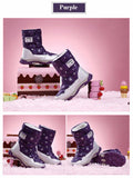 Winter Children Shoes Girl And Boy Boots Water-proof Leather Kids Snow Plush Waterproof Mart Lion   