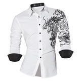 Sportrendy Men's Shirts Dress Casual Leopard Print Stylish Design Shirt Tops Yellow Mart Lion JZS041-White M 