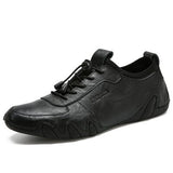 Breathable Genuine Leather Men Shoes Casual Summer Men's Loafers Slip-on Soft Flat Driving Mart Lion Black 38 