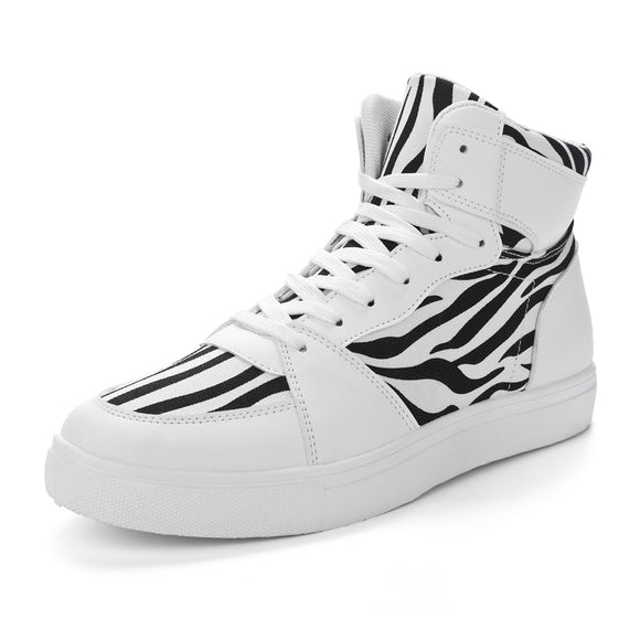  Autumn Men's Casual Shoes Ankle Boots Trend Zebra Stripes Canvas Skateboard Sneakers Flats Running Walking Trainers Mart Lion - Mart Lion
