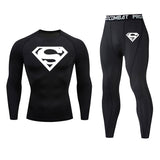 Thermal Underwear Top Winter Men's Clothing Warm T-shirt Pants Leggings Tracksuit Men's 2 Sets Compression Shirt Sweat Jogger Mart Lion Black L 