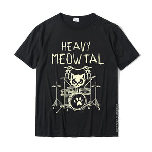 Heavy Meowtal Cat Metal Music Gift Idea Funny Pet Owner T-Shirt Latest Printed Tops Shirt Cotton Boys Geek Mart Lion Black XS 