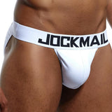 Gay Briefs Men's Underwear Panties Cueca Tanga Slip Homme Calzoncillo Kincker Bikini  Jockstrap Printed pattern Mart Lion JM304WHITE M(27-30 inches) 