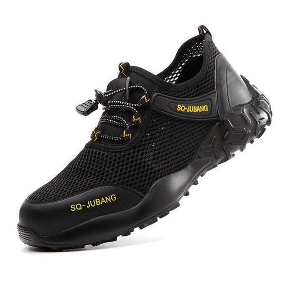 Men's Labor Insurance Shoes With Steel Toe Cap Puncture-Proof Safety Work Lightweight Breathable Sneakers Mart Lion black 5 