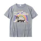 Women's Funny Cat Shirt Possum My first kitten shirt Round Neck T-Shirt Classic Men's Tshirts Cotton Design Mart Lion Gray XS 