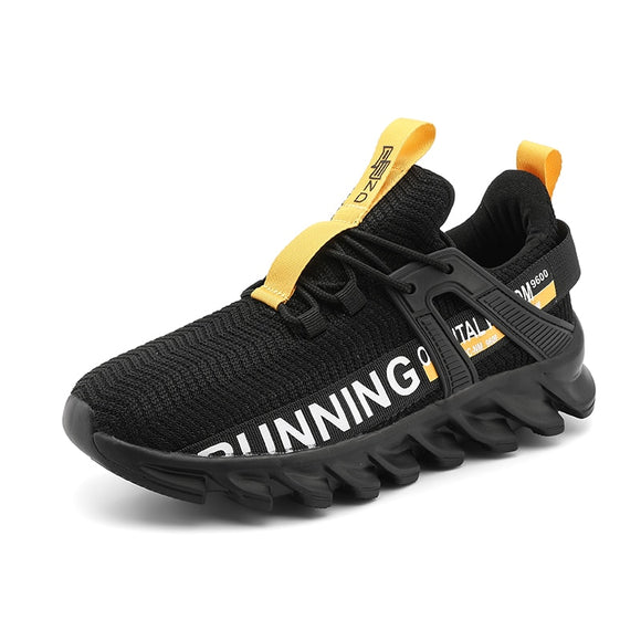 Men's Casual Sneakers Increase Mesh Sports Shoes Light Breathable Cushioning Fitness Jogging Mart Lion Black yellow 39 