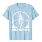 Hunter Funny Adult Humor Joke Men's Who Love Milfs Graphic Cotton T Shirts Students Classic Tops Shirts Cute Europe Mart Lion Light XS 