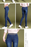 Women's Simple solid Elastic high waist Skinny Jeans Clothes black blue Slim mom Jeans Stretch Denim Pants Mart Lion   