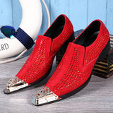 Summer dress men shoes black snake embossed Genuine leather dragon head pointed party Trend wedding Mart Lion Red 40 China