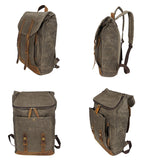 Men's Vintage backpack oli leather Waxed canvas shoulder trend leisure waterproof women bag 14 inch laptop backpack travel Mart Lion   