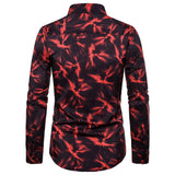 Shirts Men's Dress Casual Abstract Spider Web Print Long Sleeve Camisa Social Gradient Elasticity Mart Lion   