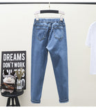 Stretch Skinny Jeans Clothes Women Mom Denim Pants High Waist Elastic Band Slim Pencil Pants Light Blue Black Mart Lion   