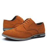 Suede Leather Men's Brogue Casual Shoes Lace Up Moccasins Shoes Vintage Classic Dress Mart Lion   