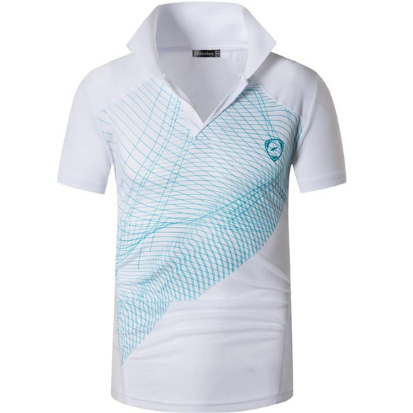 jeansian Men's Sport Tee Polo Shirts Poloshirts Golf Tennis Badminton Dry Fit Short Sleeve White Mart Lion   