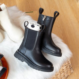 Girls Boots Casual Autumn Winter PU Leather School Boy Shoes In Snow Mart Lion   
