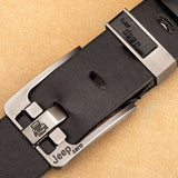 men's belt leather belt genuine leather strap luxury pin buckle fancy vintage jeans Mart Lion Black 100cm 