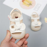 Summer Baby Girls Shoes Cute Bow Girl Toddler Princess Sandals Closed toe Soft Pu Leather Infant for Girl Mart Lion White 15 (Insole 12cm) 