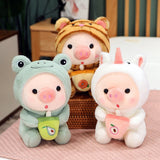  1pc 25cm Cosplay Unciorn Frog Tiger Bunny Boab Tea Plushie Pink Pig Plush Toy Girl Cuddly Baby Appease Doll Birthday Gift Mart Lion - Mart Lion