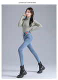  Winter Thick Fleece Women Jeans Slim Skinny High Waist Elasticity Pencil Pants Classic Velvet Denim Trousers Mart Lion - Mart Lion