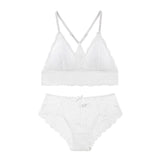 1set Lingerie Woman Bra Brief Sets Underwear Lace Bralette Tube Tops Panties Suit Lady Bra Set Mart Lion white M S