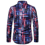 Shirts Men's Dress Casual Abstract Spider Web Print Long Sleeve Camisa Social Gradient Elasticity Mart Lion   