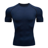 Compression Quick dry T-shirt Men's Running Sport Skinny Short Tee Shirt Male Gym Fitness Bodybuilding Workout Black Tops Clothing Mart Lion   