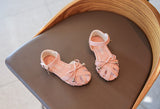 Kids Sandals Girls Children Summer Shoes Hot Cut-outs Princess Sweet Soft Leather With Bowtie Bow Mart Lion   