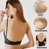 Deep U Invisible Bras Lace Backless Bra Printed Thin Underwear Low Back Mesh Brassiere Push Up Bralette Hollow Crop Top Mart Lion   
