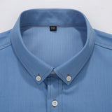 Men's Shirts Loose Casual Pocket Cotton Autumn Men's Long Sleeve Cotton Light Blue Elasticity Mart Lion   