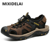 Summer Men's Sandals Outdoor Non-slip Beach Handmade Genuine Leather Shoes Sneakers Mart Lion   