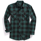 Men's Casual Plaid Flannel Shirt Long-Sleeved Chest Two Pocket Design Printed-Button Mart Lion XMC104 USA S Asian L 