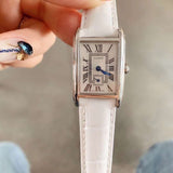Daizhuo Small Women Square Watch Super Nice Little Red Square Steel Band Small Second Watches Mart Lion White  