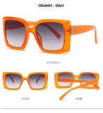 Square Sunglasses Women Oversized Flower Frame Vintage Glasses Men's Shades Retro Gradient Colors UV400 NX Mart Lion   