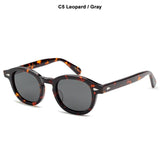 Lemtosh Style Polarized Sunglasses For Men's Vintage Classic Round Mart Lion C5 Leopard Gray Size L 49mm 