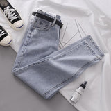 Vintage Apricot Jeans Women Mom Harem Pants Loose High Waist All-match 6 Colors Female Denim Cargo Pants Mart Lion Light blue S 