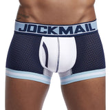 Boxer Men's Underwear Mesh Low Rise Breathable Cotton U Convex Pouch Athletic Supporters Leggings  Boxers Hombre Boxershorts Mart Lion JM401DARKBLUE L(30-32inches) 