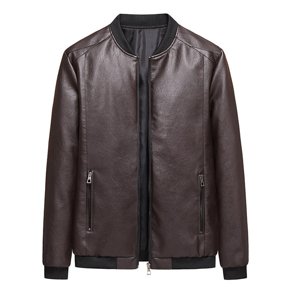 Men's Classical Motocycle Biker Streetwear Jacket Winter Thick Leather Jacket Motor Autumn Zipper Jacket