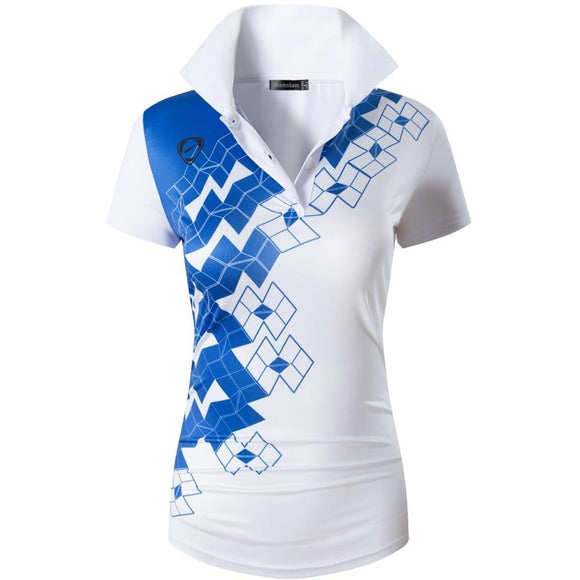 jeansian Women's Casual Designer Short Sleeve T-Shirt Golf Tennis Badminton White Mart Lion   