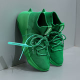 Green Women Sneakers Flying Breathable Casual Sneakers Chunky Shoes Trendy Platform Trainers Mart Lion   