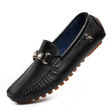 White Loafers Men's Handmade Leather Shoes Black Casual Driving Flats Blue Slip-On Moccasins Boat Shoes Mart Lion   