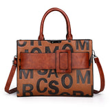 PU Leather Handbags Ladies Shoulder Messenger Tote Designer Women Mart Lion Light Brown 32cm x 14cm x 23cm 