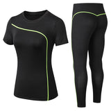 Set Quick Dry 2 Piece Female Short-sleeved long Pants Outdoor Sportswear Fitness suit Sport outfit for woman Mart Lion light green S China
