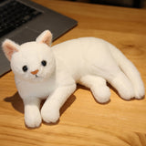 4 Colors 31cm INS Like Real Prone Cat Plush Doll Stuffed Pure Colors Grey White Yellow Kitten Toy Pets Animal Kids Gift Mart Lion White  