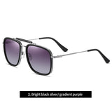 Classic Vintage Square HUCK Style TR90 Polarized Sunglasses With Hood Brand Design Oculos De Sol 3366 Mart Lion C2 Black Purple  