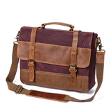 Handbags Unisex Bag Men's Retro Canvas Leather Briefcase Handbag Messenger Laptop Shoulder Mart Lion rose red  