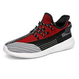 Lightweight knit Sneakers Men's Running Shoes Breathable Sports Walking Non-slip Jogging Women Trainers Mart Lion black red2001 38 