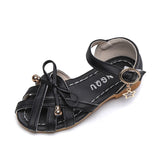 Kids Sandals Girls Children Summer Shoes Hot Cut-outs Princess Sweet Soft Leather With Bowtie Bow Mart Lion Black 21 