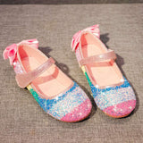 Kids Shoes Wedding Dance Girls Princess Children Casual Glitter Leather Rainbow Sequins Sandals Party Dress Loafers Mart Lion   